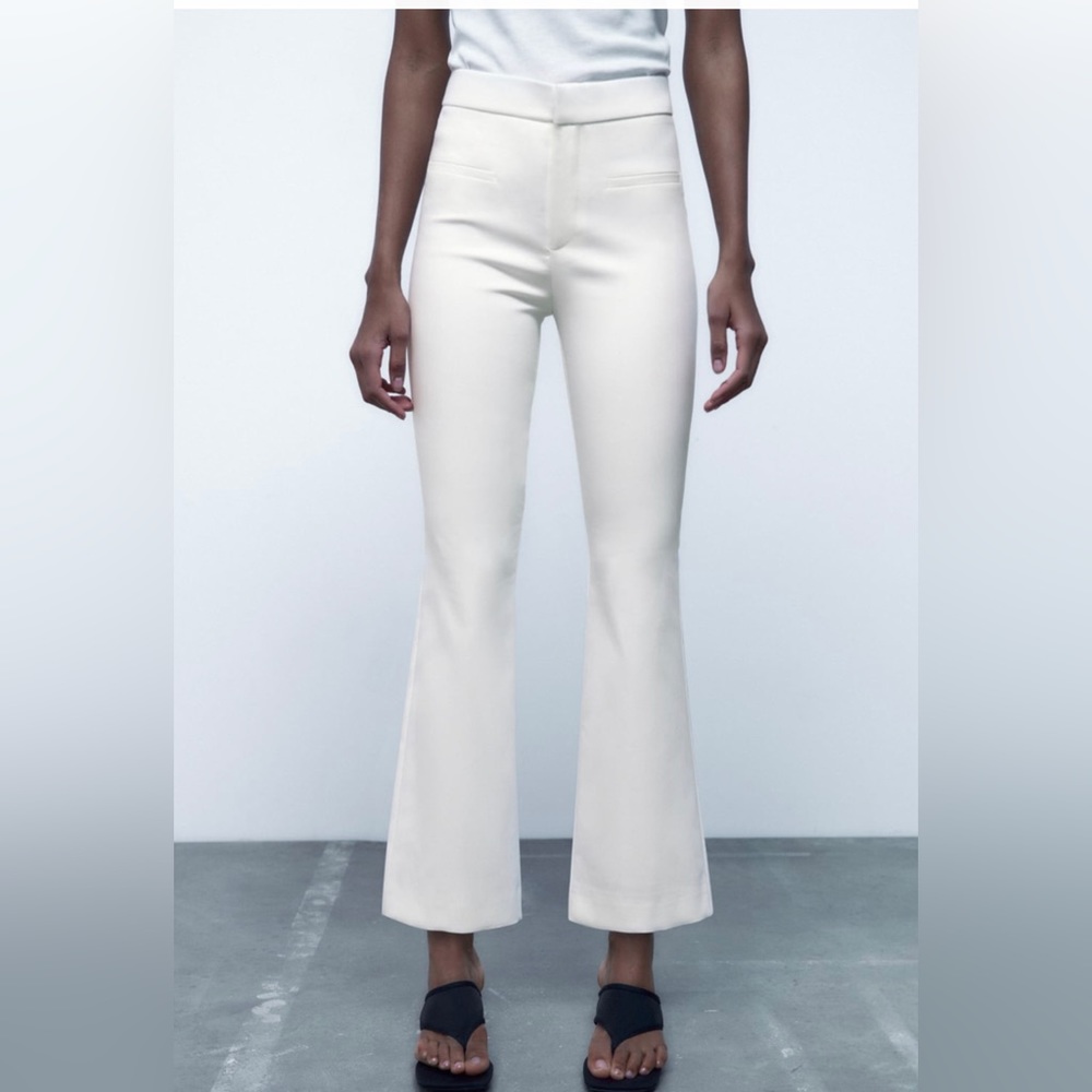 Zara White Fit and Flare Pants